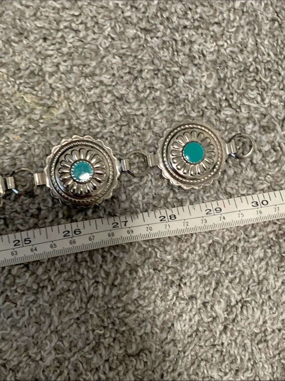Boho Festival Turquoise Stone Silver Concho Belt
